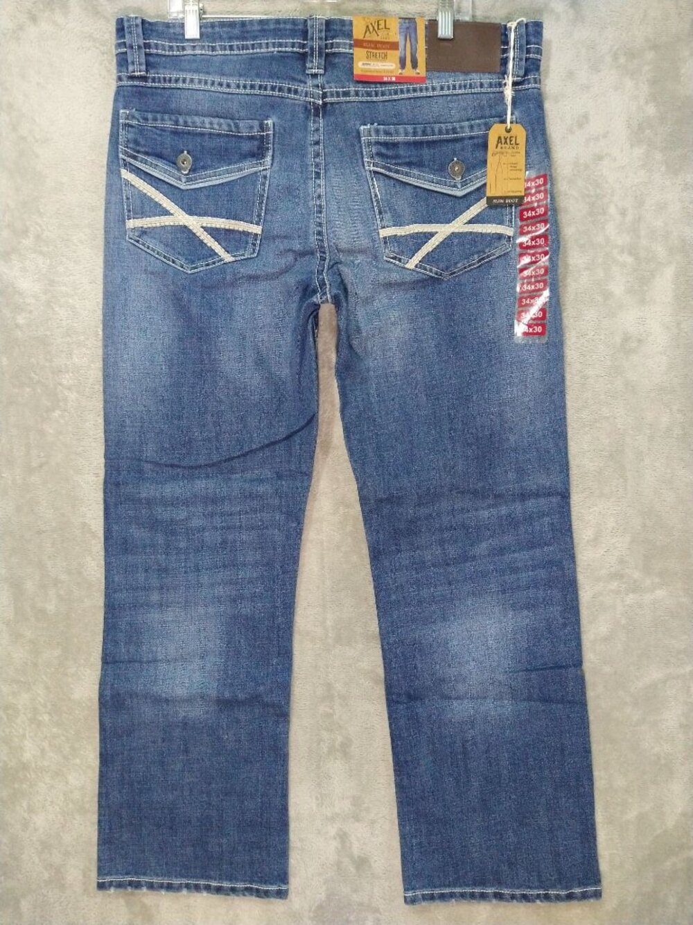 TK Axel Jeans Mens 34x30 Blue Denim Slim Boot Stretch Medium Wash NWT